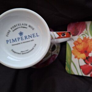 Floral Coffee Cup w/Matching Coaster